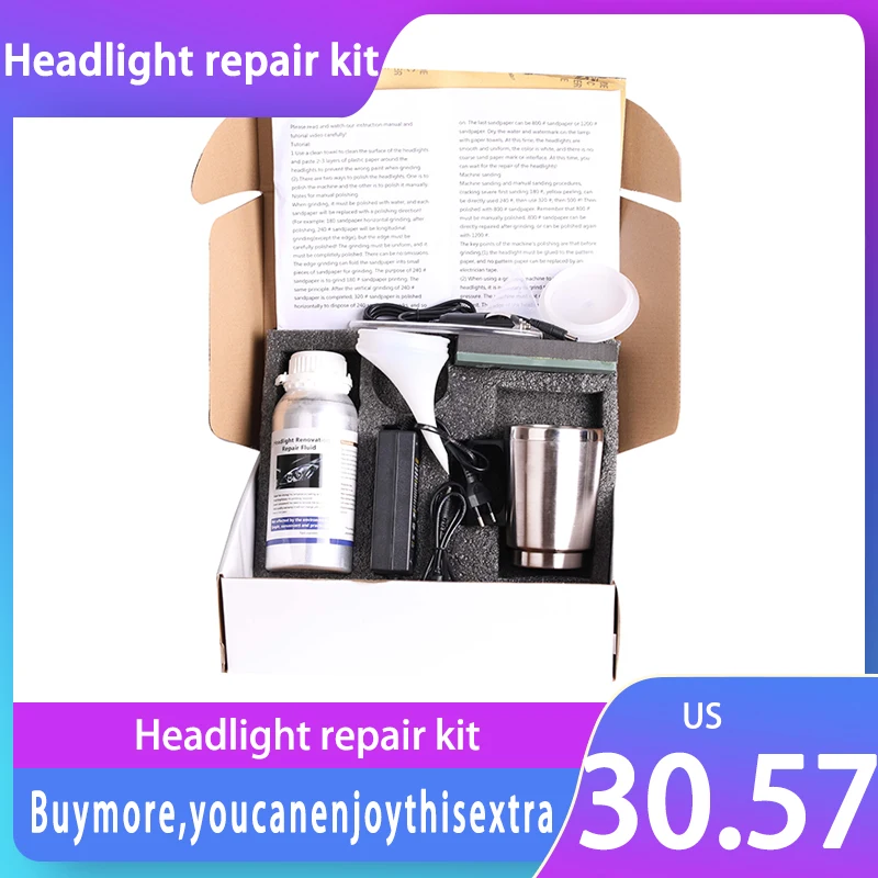 

Car Headlight Polish Vehicle 800g Car Glass renovation Non-Scratch Refurbishmen repair Hydrophobic Coat Scratch Repair Kit