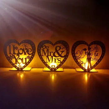 

Wooden Party Oranment Love Heart Mr&Mrs Shaped Couple DIY LED Lamp Table Ornament Night Light Festival Wedding Home Deco