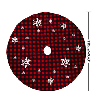

Large Christmas Tree Skirt Black And Red Plaid With Felt Fabric Lining, Checked Tree Mat For Xmas Holiday Party Decorations