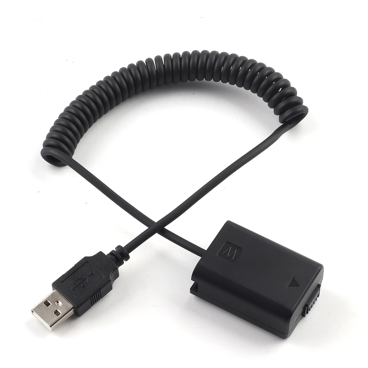 Dummy Battery Coupler Adapter replace NP-FW50 FW50 to USB Coiled Spring Cable for Sony A7 A7R A7S II A6600 A6500 A6400 PowerBank afbeelding
