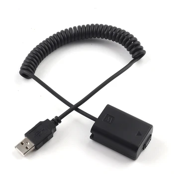 

Dummy Battery Coupler Adapter replace NP-FW50 FW50 to USB Coiled Spring Cable for Sony A7 A7R A7S II A6600 A6500 A6400 PowerBank