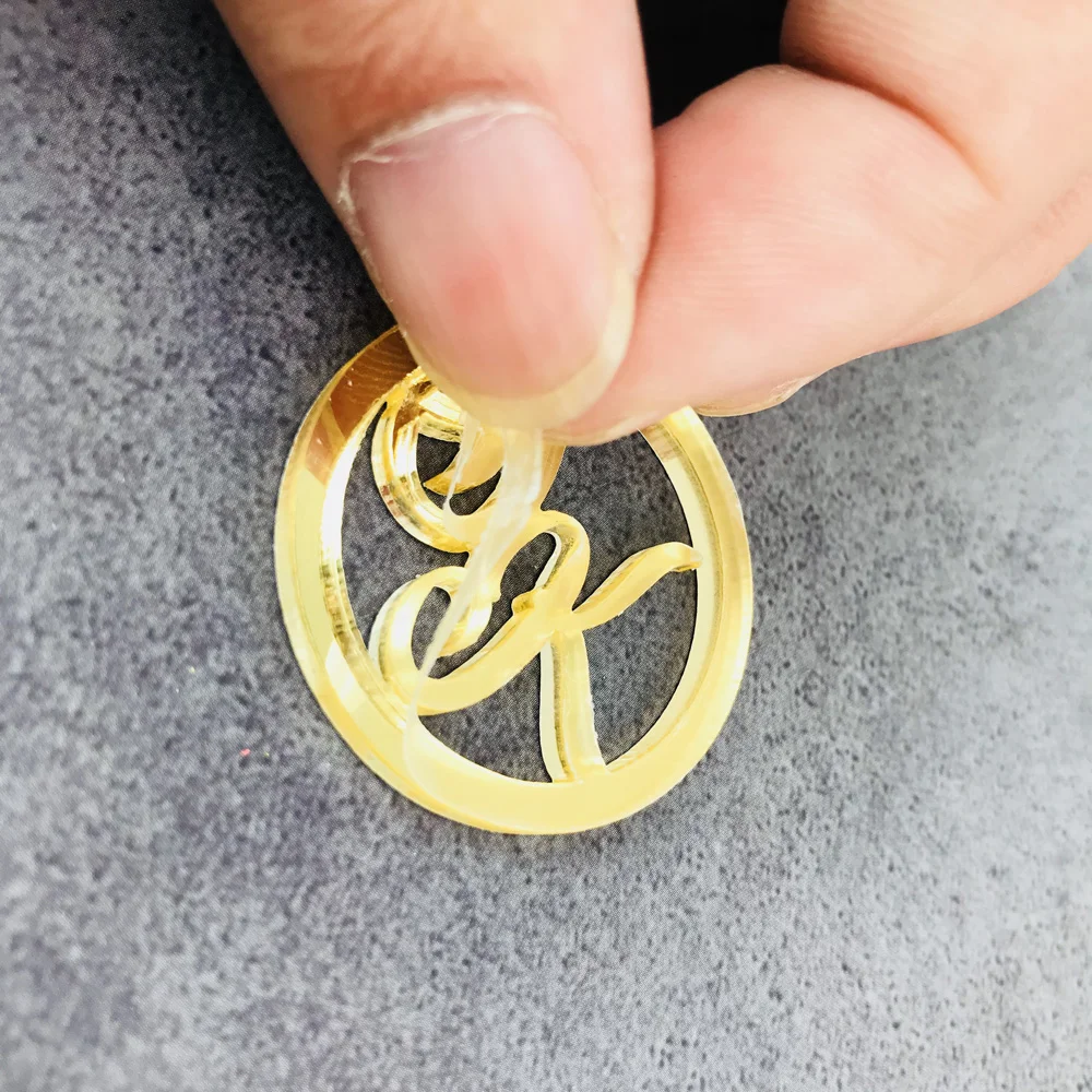 50pcs Personalized custom Round wedding name and Initials tags color Mirror silvergold,Weddingfor Baby Gift tag Table Decor (2)