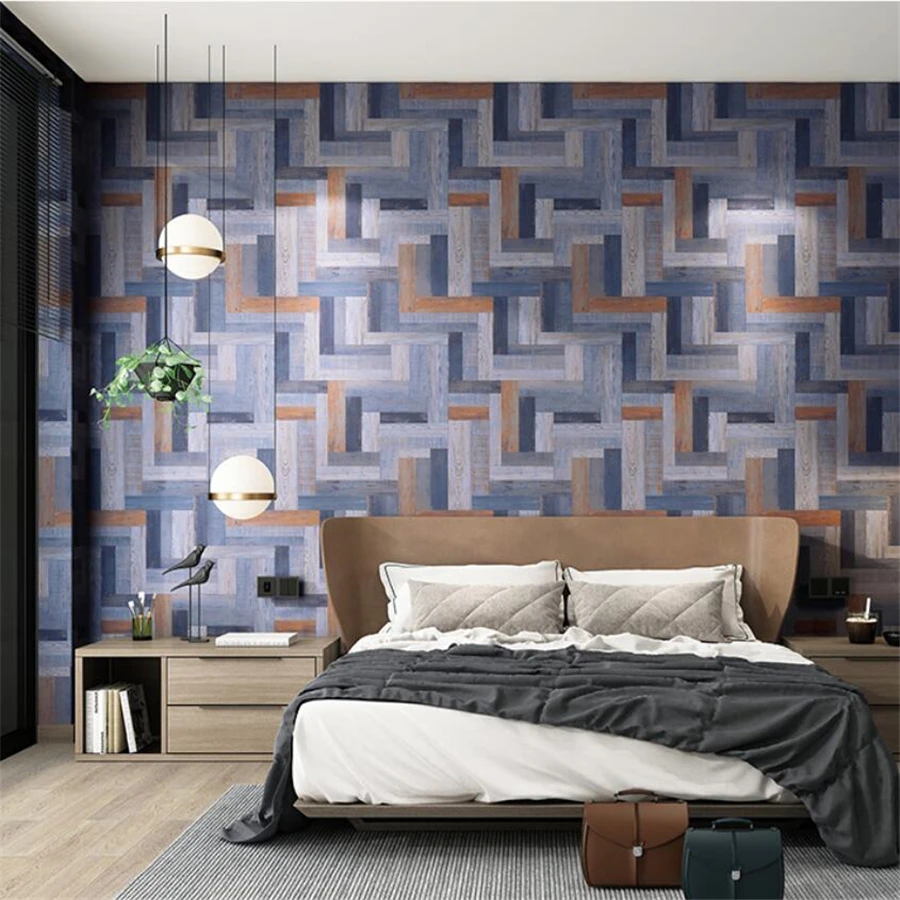 Vintage wood grain wallpaper original plank living room bedroom TV background wall hotel clothing store imitation wood wallpaper geometric plank texture stone wall printing four piece shower curtain hook modern polyester machined waterproof bathroom