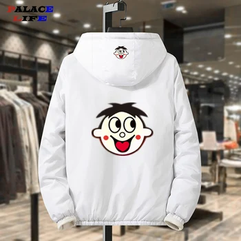 

Casual Mens Jackets Waterproof Hooded Jacket Men Outerwear Harajuku Jackets New Mens Jacket Wangzi printing Coat Plus Size