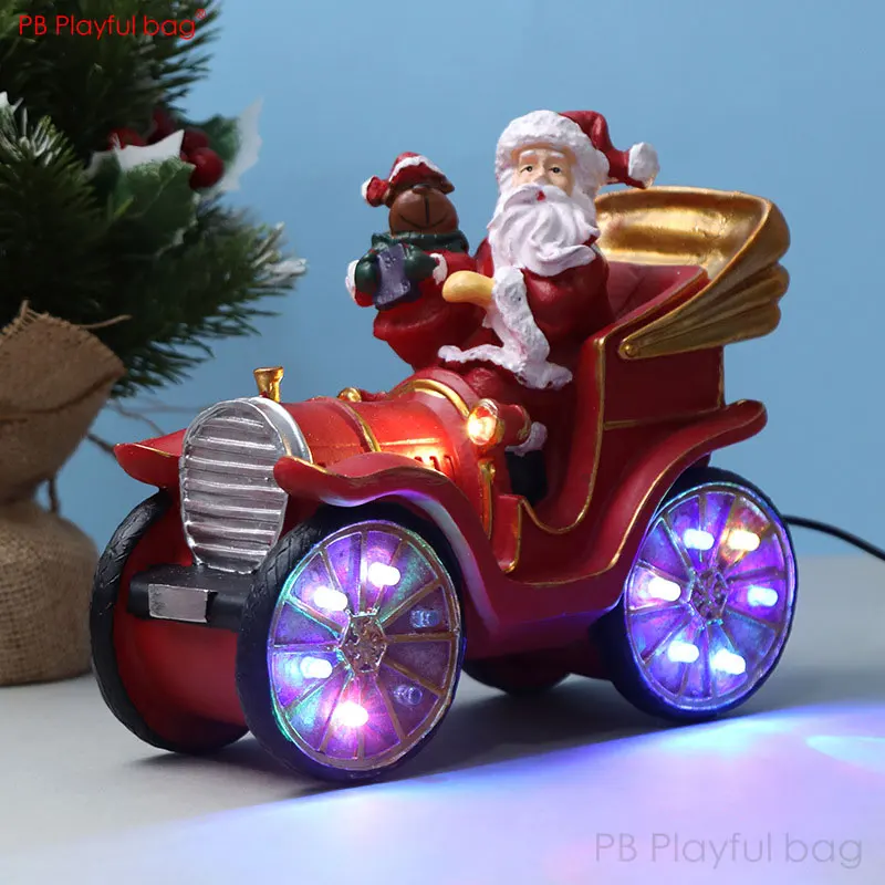 

Playful bag Drive train Santa Claus ornaments LED Musical Christmas decoration Children toys New Year gifts AC10
