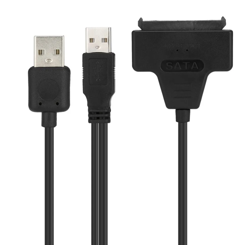 Высокая производительность черный светильник контактный кабель адаптер USB 2,0 на SATA 7+ 15 Pin 22 до 2," HDD жесткий диск с USB кабель питания