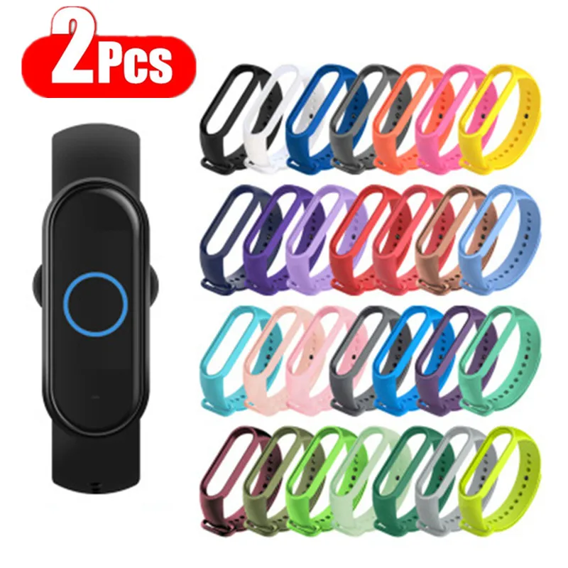 2pcs Silicone Strap For Xiaomi Mi Band 5 4 3 Sports Watch Replacement Wristband Bracelet Xiomi mi band5 band4 strap | Электроника