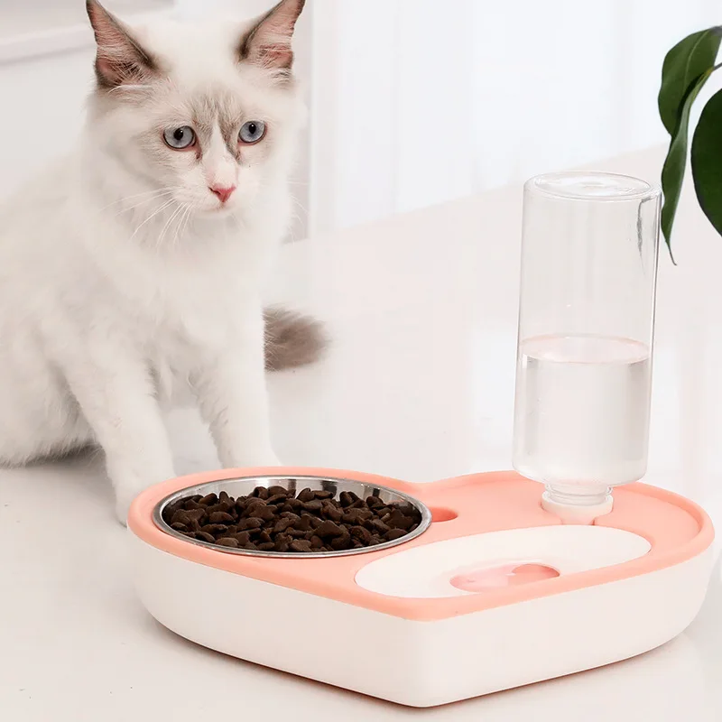 

Pet Dog Automatic Feeder Cat Drinking Bowl Dual Port Water Drinking Cat Feeding 600ml Large Capacity Dispenser Cat Dog