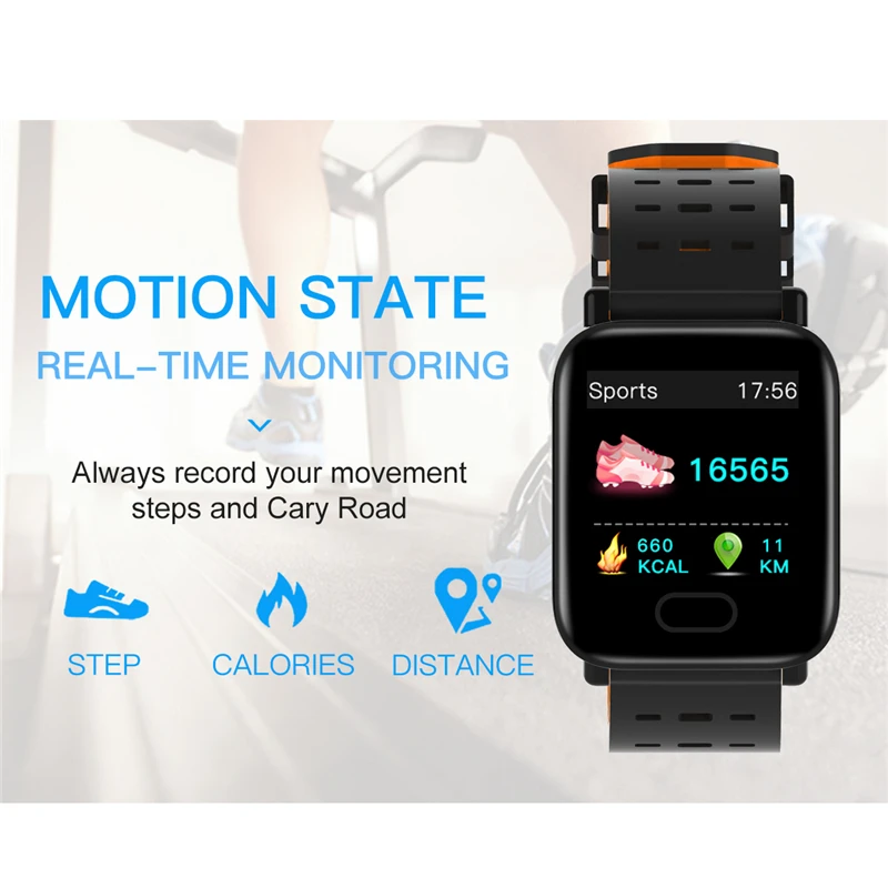 ESEED A6 smart watch Touch Screen real time montoring Smartwatch IP67 waterproof Heart Rate Monitor smart bracelet men women