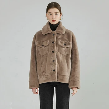 

Loose Fit Camel Brief Big Size Thick Woolen Coat Parkas New Long Sleeve Women Fashion Tide Utumn Winter 2020 1607