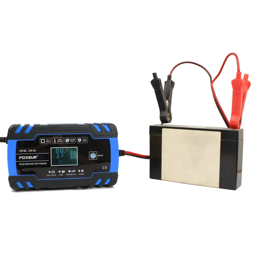 Car Battery Accessories Full Automatic Smart Battery Charger 12V 8A 24V 4A/12V 6A Lead Acid/GEL LCD Display EU/US Plug Fast Car Battery Charger