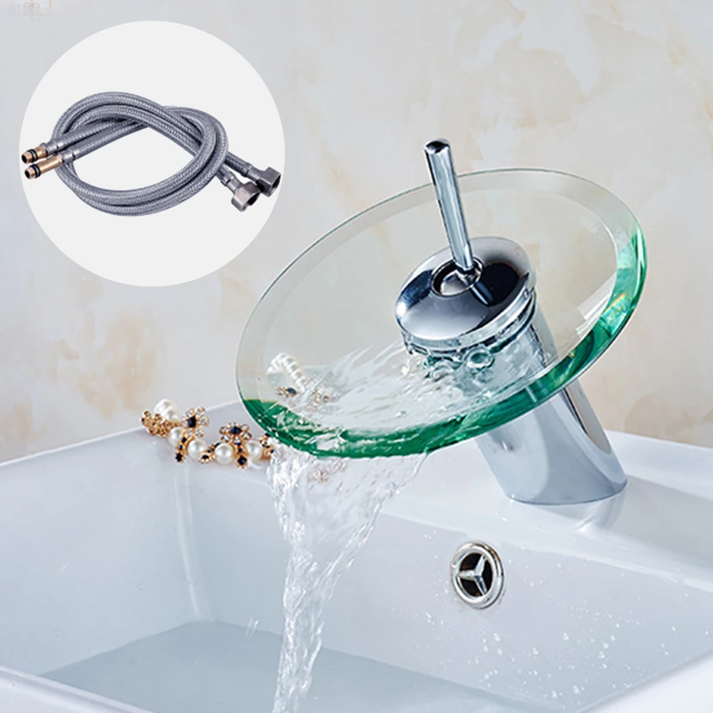 

Brass Mixer Faucet Single Lever Durable Rotatable Basin Tap With Hose Bathroom Chrome Plating 360 Degree Wash Room Glass