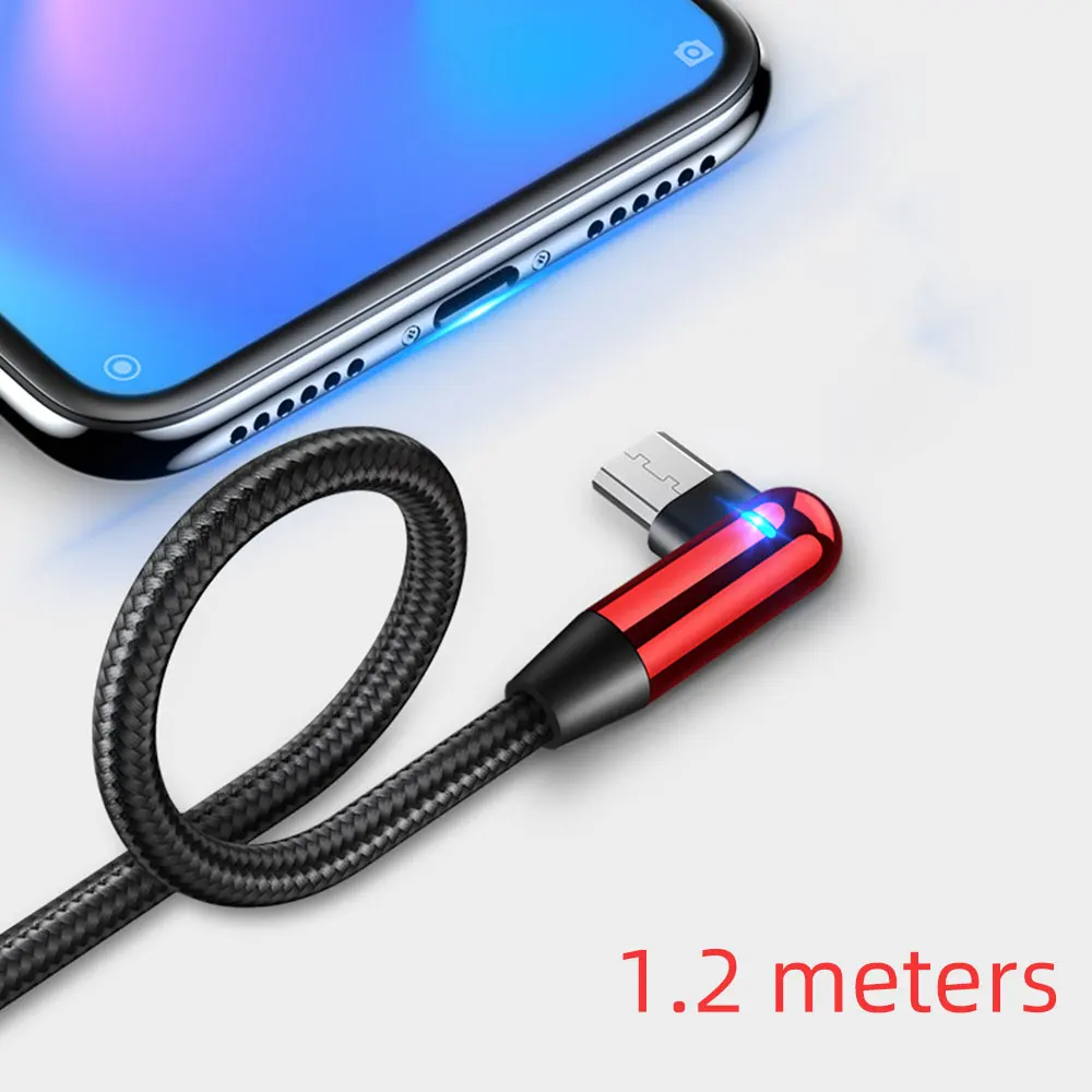 FDBRO USB зарядный кабель для iPhone X Xr XS Max 8 7 6s Plus 5S 5c светильник L изгиб локоть зарядный кабель зарядное устройство для телефона - Цвет: For Android Red