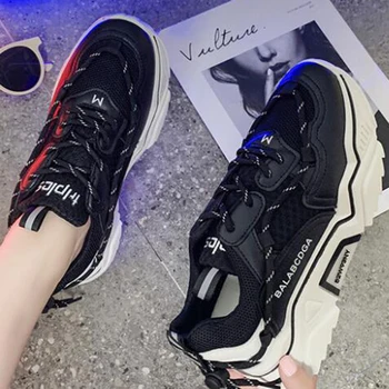 

new Vintage dad Sneakers Women Shoes High Quality Breathable Outdoor Sneakers Black White Shoe Casual Girls Shoes Women kl47