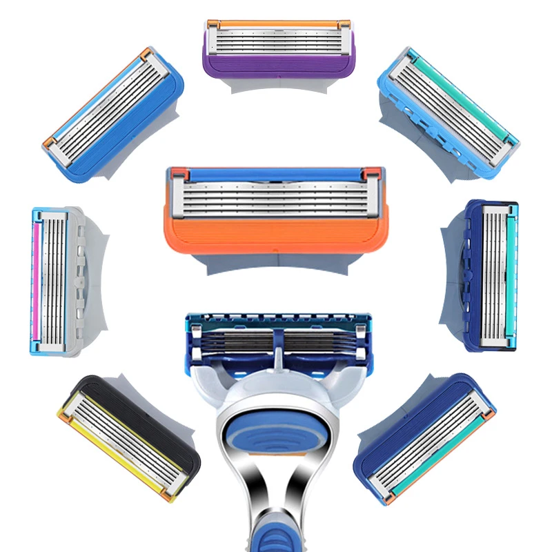 

Men Shaving Razor Include Handle And Replacement Razor Blades 5 Layers Shaving Cassette For Gillettee Fusione All Series Holder
