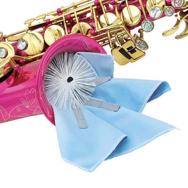 Piezas y accesorios de instrumentos saxofón profesional Herramientas de limpieza de saxofón con cepillo de cuerda ponderada de madera saxofón