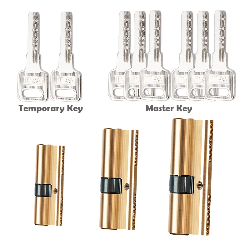 Pure Copper Anti - Theft Door Lock Core 65 70 80 90 115mm Brass Cylinder With AB Key Anti-Theft Lock afbeelding