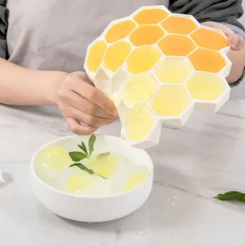 

Ice Cube Trays Honeycomb Ice Tray Mold 19 Grid BPA Free, For Whiskey, Cocktail, Stackable Flexible Safe Ice Cube Molds