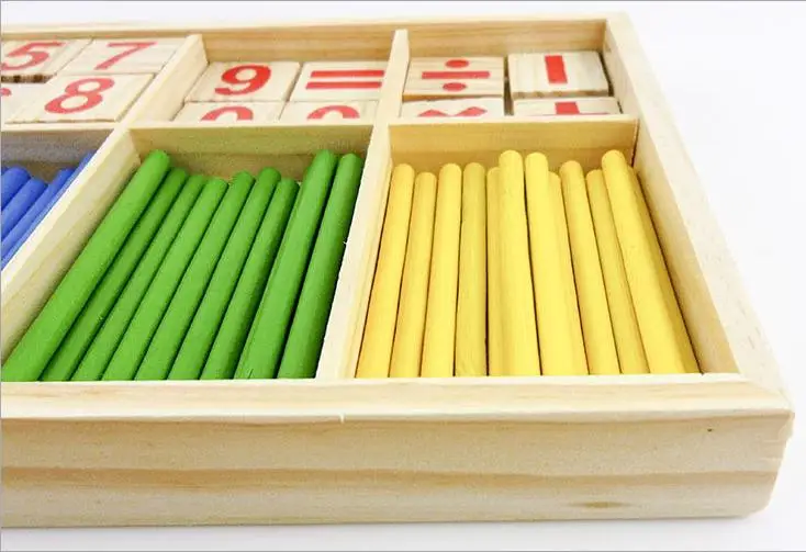 Montessori Wooden Number Math Game Sticks Box Educational Toy Puzzle Teaching Aids Set Materials wood toys Free shipping