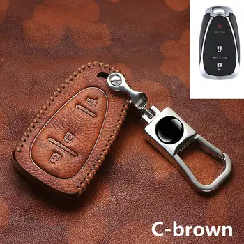 

Leather Key Case for Car Cover Protector For Chevrolet Equinox 2018 Chevrolet Malibu XL 4 Buttons Keys with Key Chains