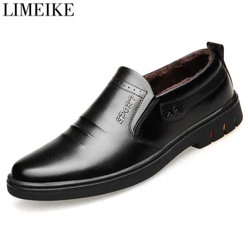 

LIMEIKE New Spring Men Dress Shoes Business Breathable Handmade Shoes Male Loafers Summer Leisure Footwear