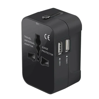 

Travel Adapter Universal with 2 USB Ports Power Adapter Plug Converter Worldwide All-In-One for US/EU/UK/AU Plug Cell Phone Lapt
