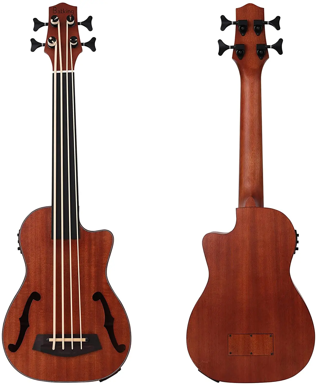 30" Concert 4 Rubber Strings Fretless Ukulele Bass mahogany Instruments