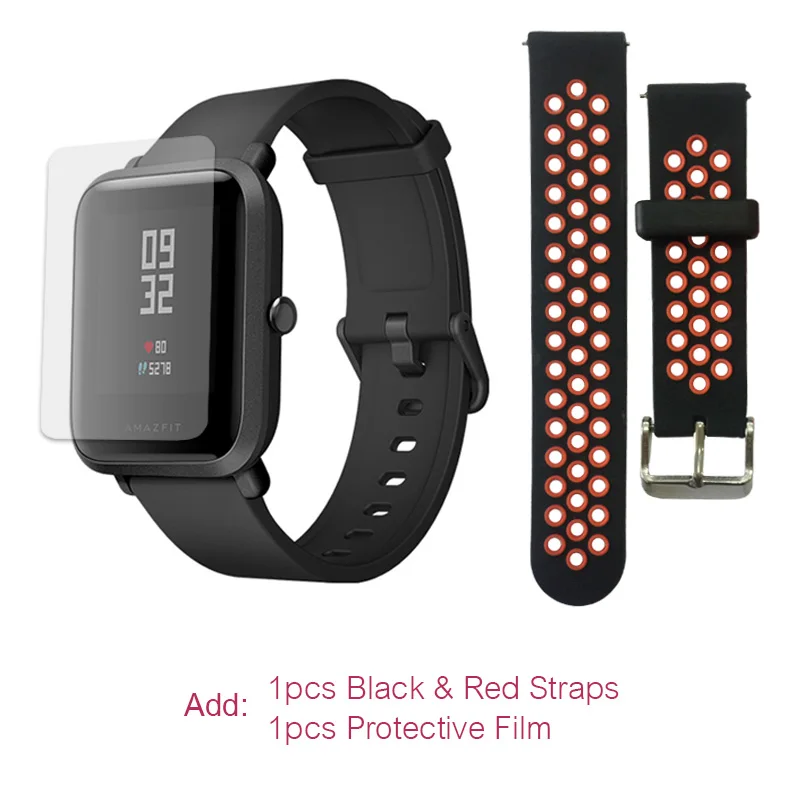 Английская версия Смарт-часы Xiao mi Amazfit Bip Hua mi Pace Lite IP68 gps Gloness умные часы Пульс 45 дней в режиме ожидания - Цвет: .Red and film.