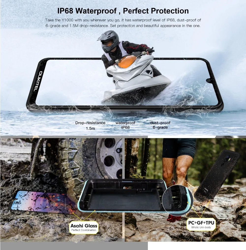 OUKITEL Y1000 2 ГБ 32 ГБ 2 карты смартфон Android9.0 MT6580P четырехъядерный 6,08 ''19,5: 9 отпечатков пальцев распознавание лица мобильный телефон