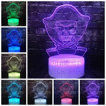 

Luminari 3D Visual pirates Lamp Cartoon Night Light For LED 7 Color With Remote Change Holiday Birthday Decor Lava Kids Toy Toy