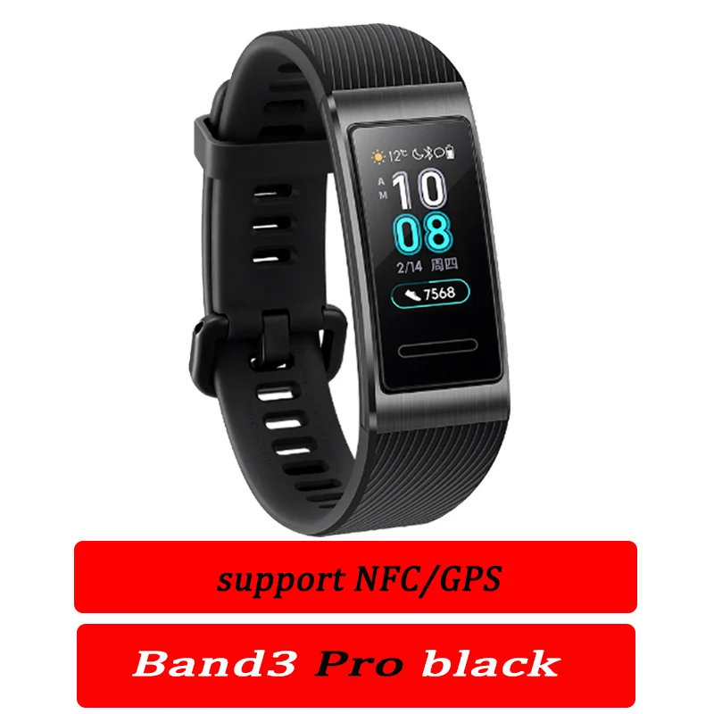 huawei Band 3 pro умный браслет 3 gps водонепроницаемый цветной сенсорный экран для сердечного ритма сна оснастка умный Браслет - Цвет: band 3 Pro black