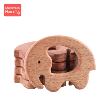 

1pc Baby Wooden Teether Elephant Pacifier Clip Chain Pendant Beech Wooden Rodent Blank Children'S Goods Toys Newborn Nurse Gift