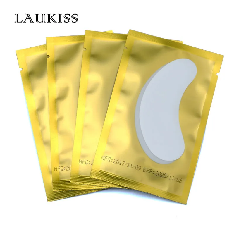 

Whosale Golden Patches for Eyelash Extension Golden Under Eye Pads Individual Eye Lash Non-woven Makeup Eyelashes Extension