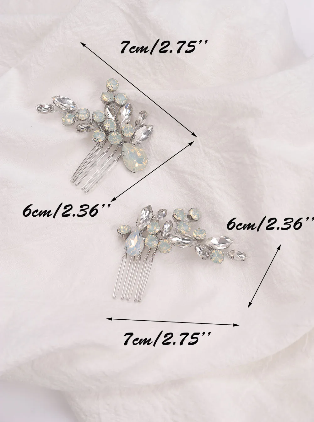 Bride Hat Hair comb Rhinestones A pair of Hair Jewelry Silver Bridesmaid gift clip for women