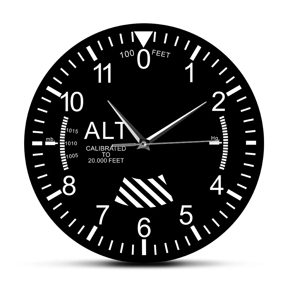 Black Altimeter Round Wall Clock remote control