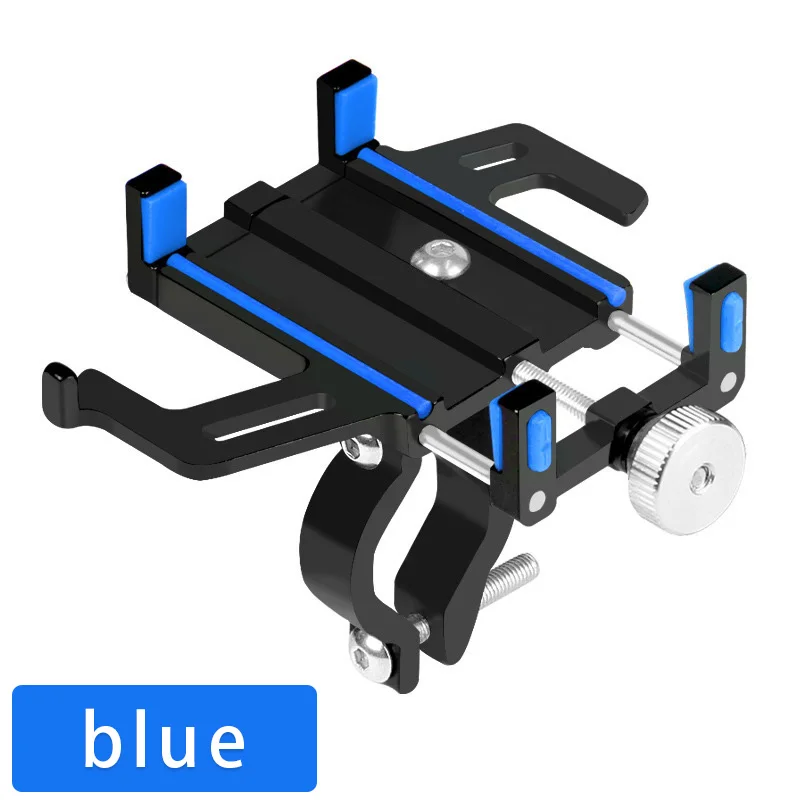 Blue Алюминиевый держатель для телефона на велосипед, держатель для телефона на велосипед, противоскользящий держатель для мотоцикла, зажим на руль для смартфонов - Цвет: Blue