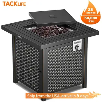 

Propane Fire Pit Table TACKLIFE Outdoor Companion 28 Inch 50,000 BTU Auto-Ignition Gas Fire Pit Table with Cover