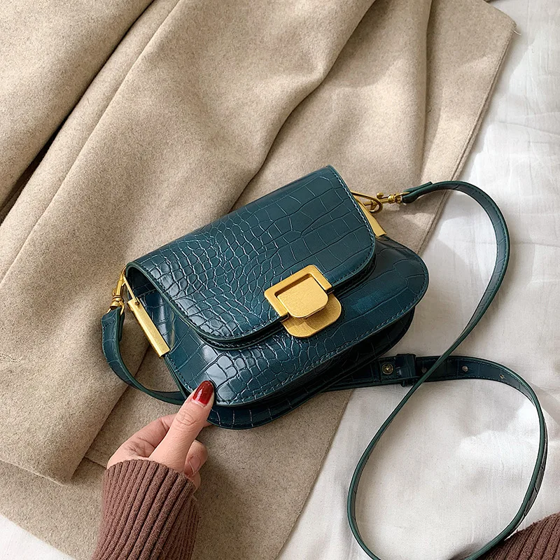 

Lock-Style Crocodile Pattern Online Celebrity Bag Women's 2019 New Style Korean-style Shoulder Bag Versatile INS Shoulder Bag