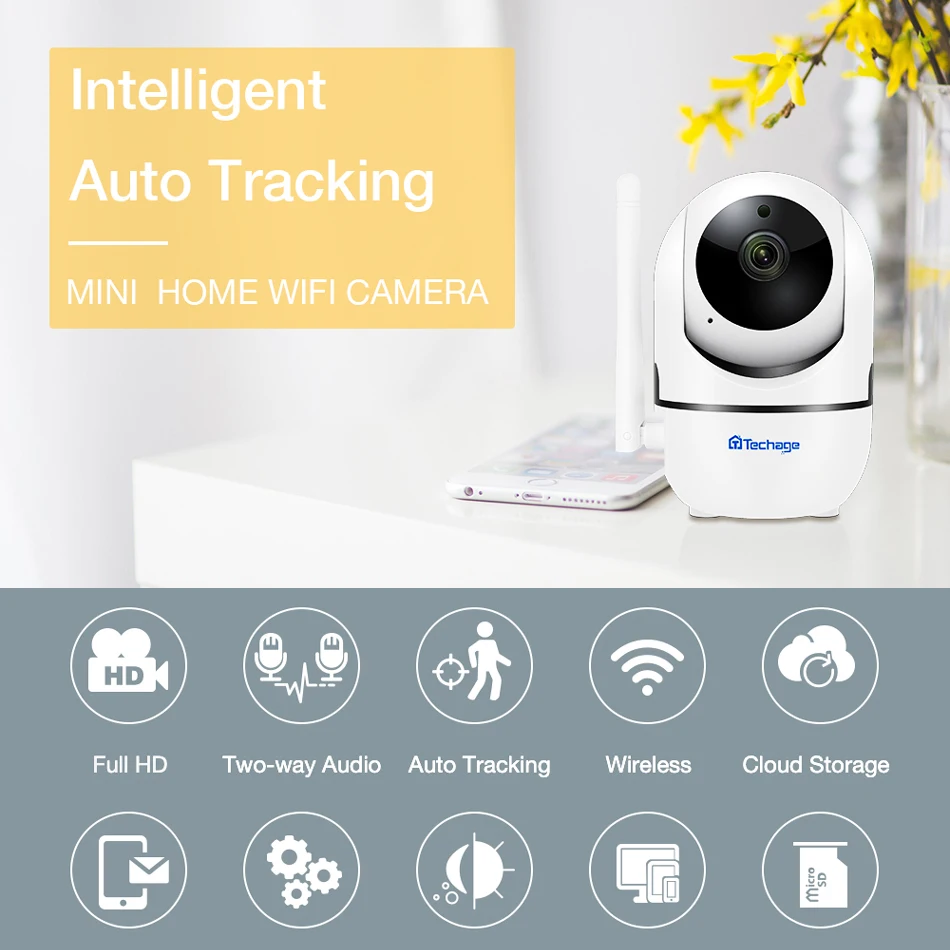 Techgae 1080P HD IP камера WiFi детская P2P с монитором облачная Мини Беспроводная