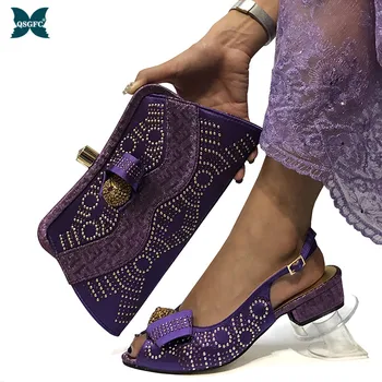 

New Arrival Italian design Purple Shoes and Bags To Match Set Nigerian Shoes and Matching Bag African Wedding Shoes and Bag Set