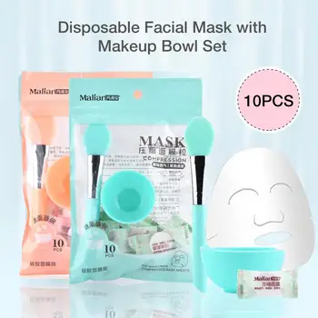

10Pcs/set DIY Face Mask Makeup Tools Disposable Compressed Mask Beauty Brush Spoon Stick Bowl Profissional Makeup Bowl Set