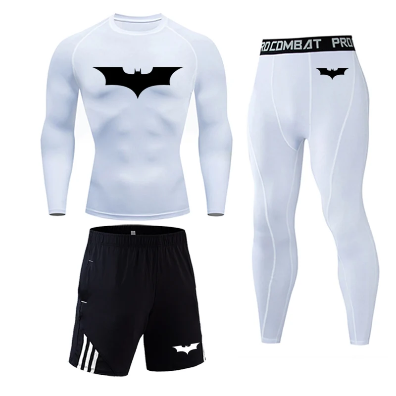 Winter Thermal Underwear Sets Men Tracksuit compression MMA rashgard male Gym jogging suit Sports suit Marvel Batman long johns