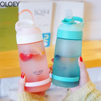 

Girls Cute Water Bottle with Straw Plastic Fruit Infusion Portable Clear Water Bottles Outdoor Sports Korean Student Hydro Flask