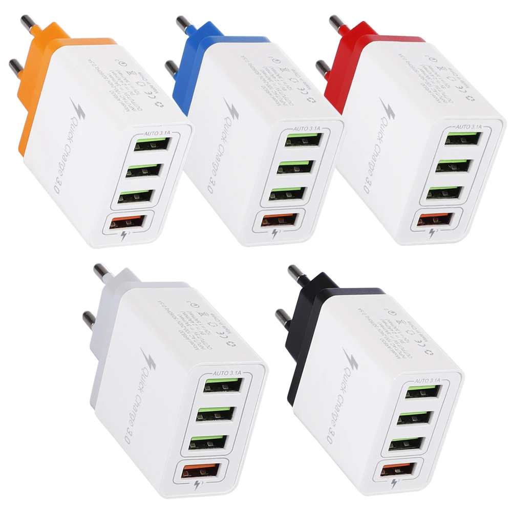 4 порта USB зарядное устройство Быстрая быстрая зарядка настенное зарядное устройство QC 3,0 USB концентратор адаптер питания ЕС/США штекер 4 USB настенное зарядное устройство для мобильного телефона
