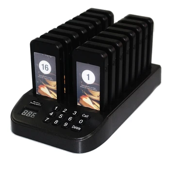 

SU-66S 16 Pager Buzzers + 1 Transmitter Caller Wireless Calling System Restaurant Pager System for Restaurant Bank Church Food T