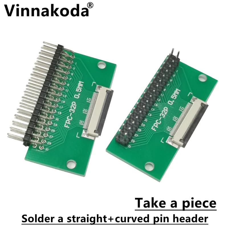 2PCS FFC/FPC adapter board 0.5MM-32P to 2.54MM welded 0.5MM-32P flip-top connector Welded straight and bent pin headers