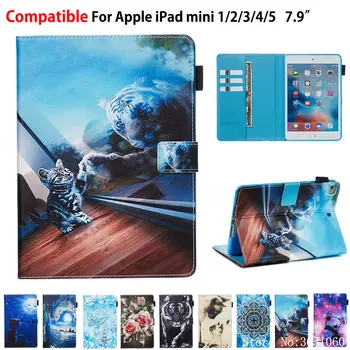 

Case For Apple iPad Mini 5 2019 Mini 1 2 3 4 5 7.9" Smart Cover Funda Tablet Animal Pattern Silicone PU Leather Stand Shell Capa
