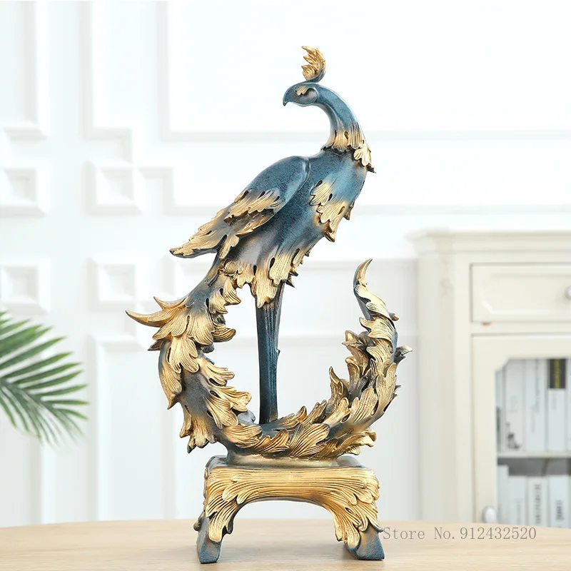 

Peacock Birds and Phoenix Europe and America Wedding Decorations Resin Crafts Creative Home Living Room Peacock Decoration