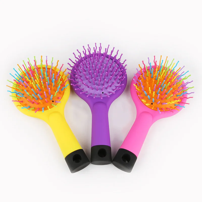 

New Rainbow Comb Massage Comb with Mirror Colorful Wave Magic Air Cushion Comb Multi-functional Hairdressing Comb