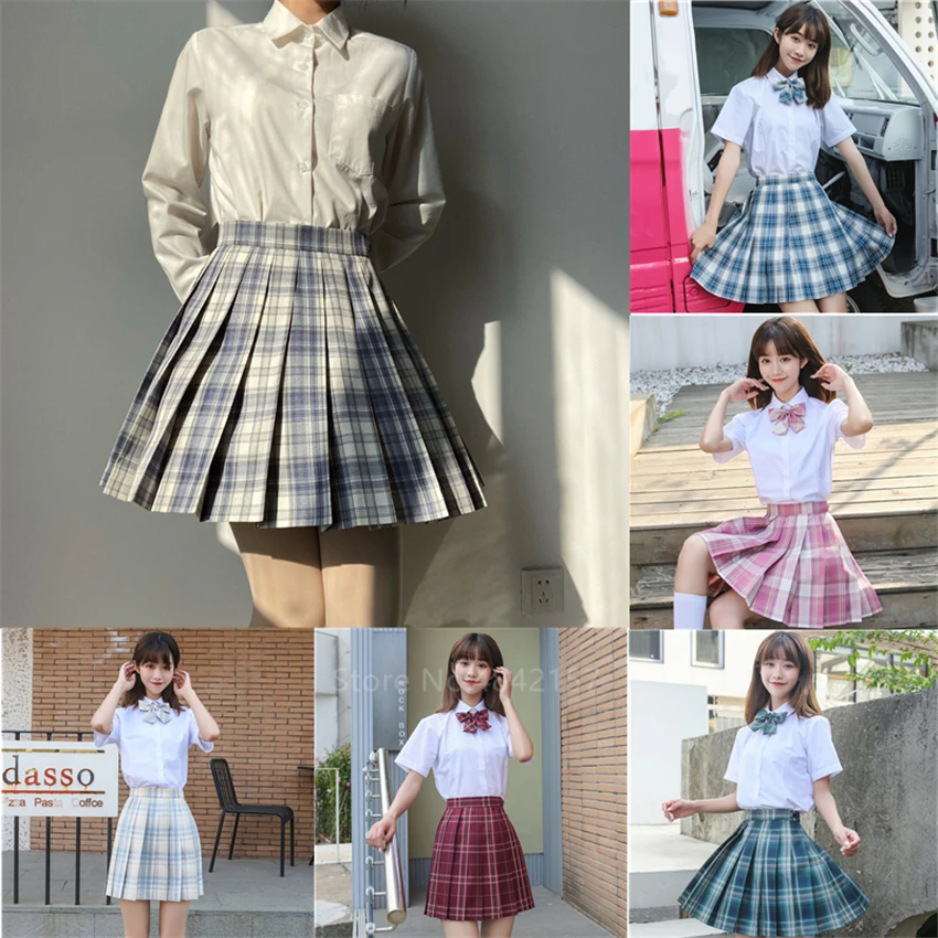 Minifalda plisada mujer, uniforme JK Harajuku de estilo Preppy, a cuadros, uniformes escolares japoneses bonitos, falda Kawaii de cintura alta|Uniformes escolares| - AliExpress